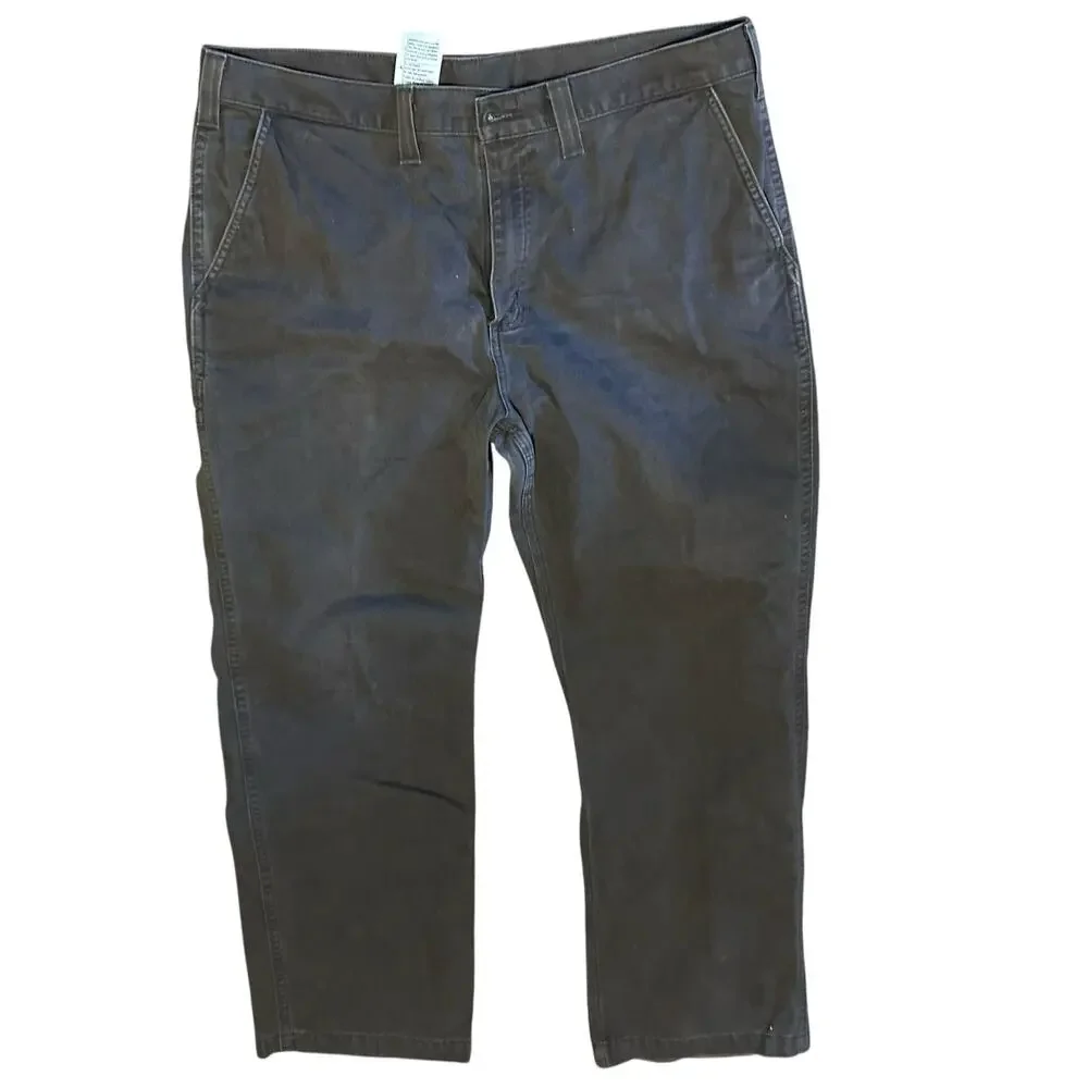 Carhartt Mens 40x29 Brown Canvas Relaxed Fit Rugged Work Pants Workwear Cargo